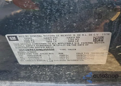 2017 Chevrolet Silverado K1500 Lt z USA, uszkodzony, nr VIN 3GCUKRECXHG256558